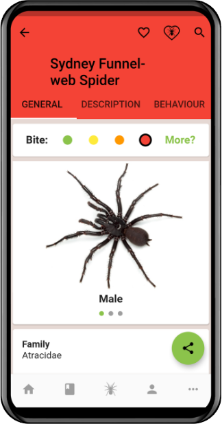 A colour code is used to show which species are potentially dangerous